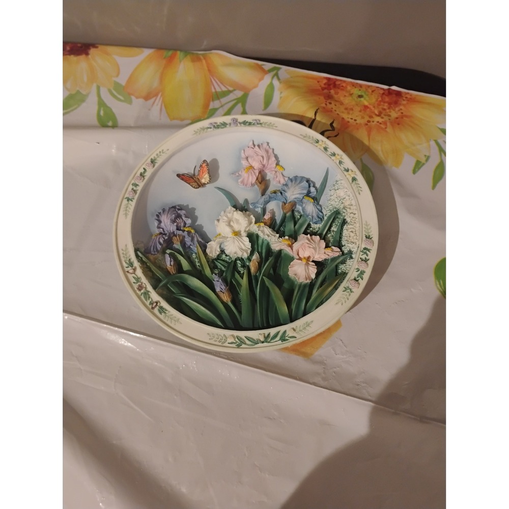 Lena Liu The Iris Garden 3D Collector Plate Bradford Exchange 1994 Floral Art